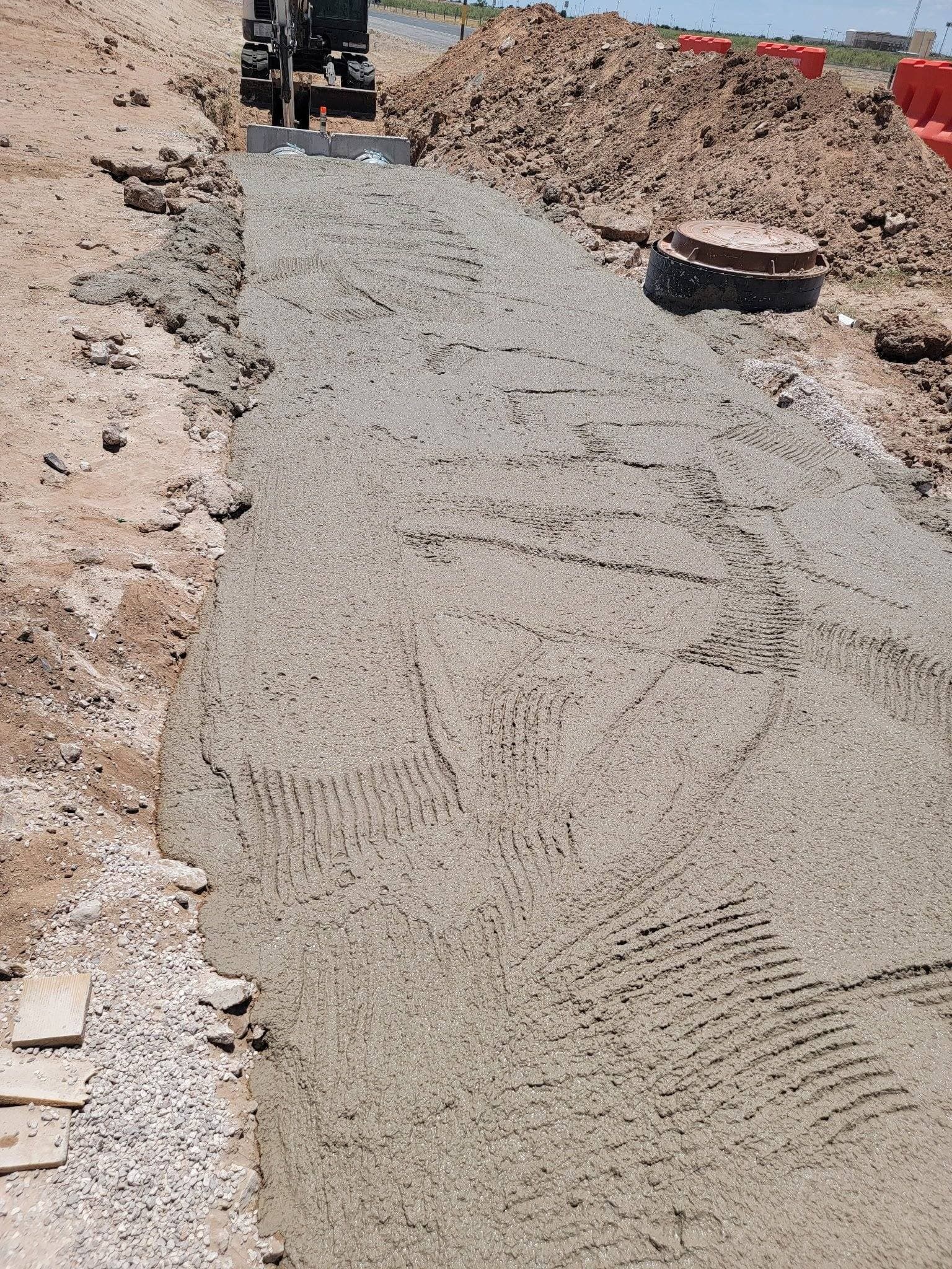 Finished concrete headwall and apron