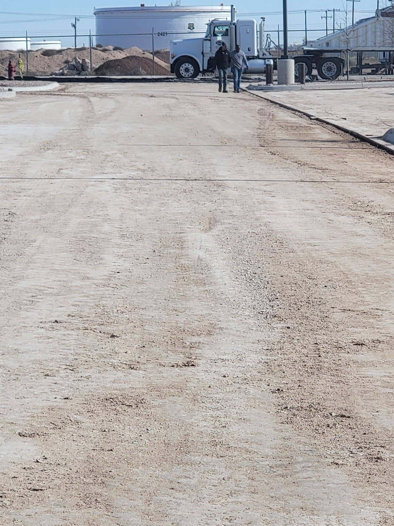 Graded and surfaced well pad on Permian Basin ground